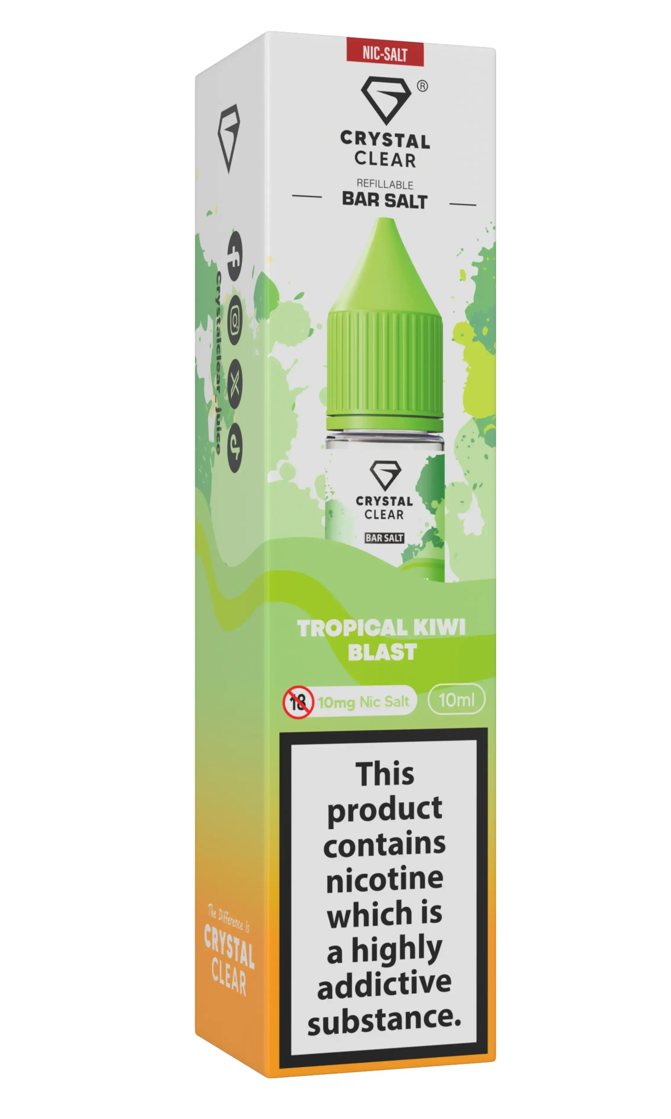Tropical Kiwi Blast Nic Salt E-Liquid by Crystal Clear Bar Salts 10ml